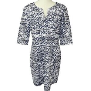 Signature By Robbie Bee Women's Blue White Sheath Dress Size M Textured